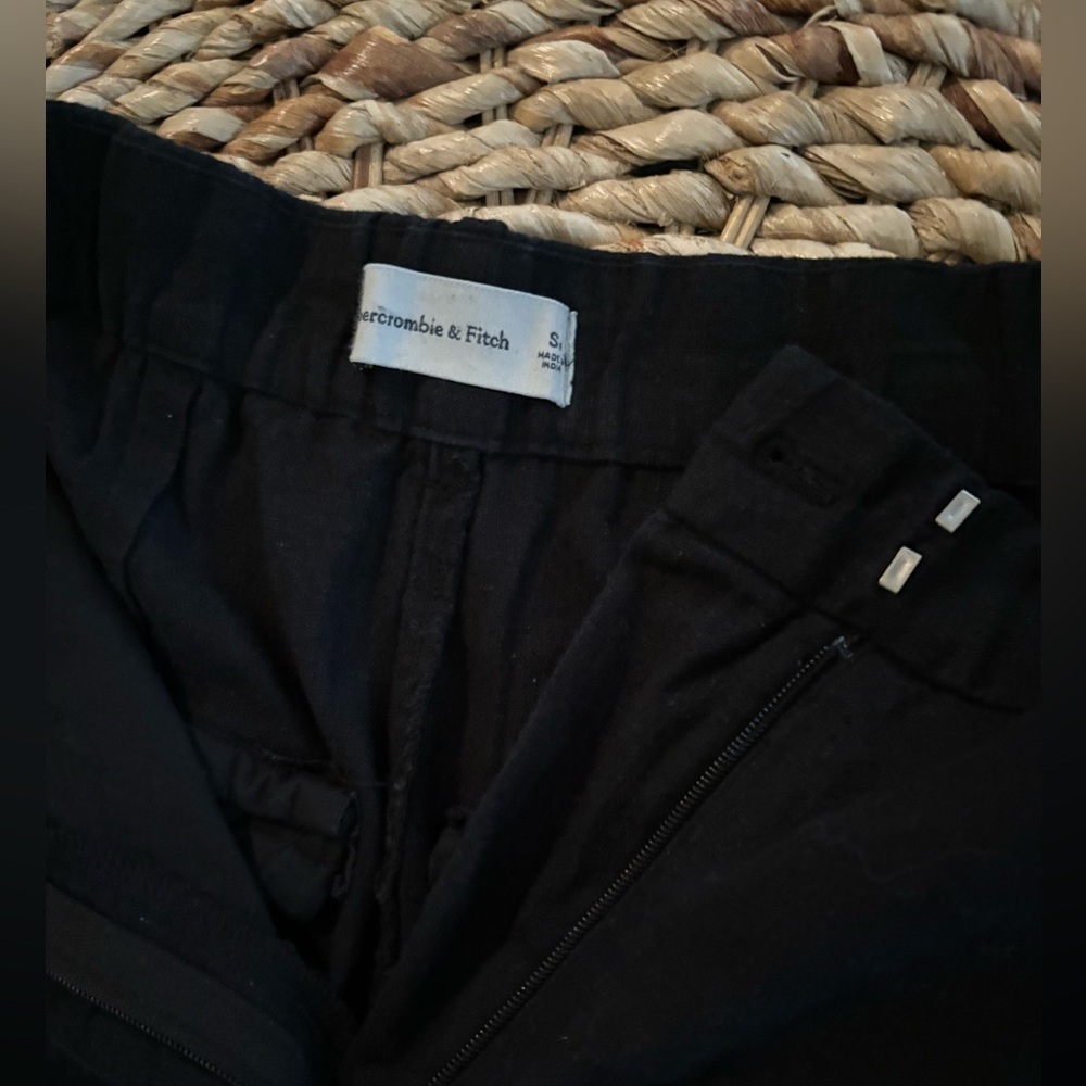 Abercrombie & Fitch Black Linen Blend Trousers Size SR